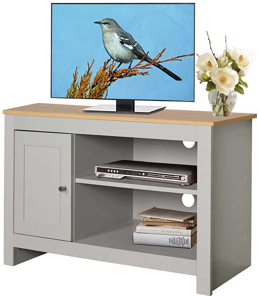 Pharao24.de Fernseher Schrank in Grau und Eiche Optik 95 cm breit
