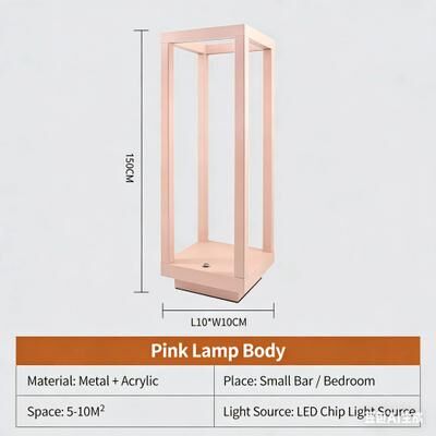 Uplifted Finds Modern LED Rechargeable Table Lamp   Matte Black Metal Column Light   European Design For Restaurant & Bedroom pink