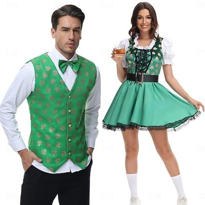 Paare Oktoberfest Bier Internationales Bierfest Kostüm Bluse Hemd Dirndl Kleid Lederhosen Bayerisch Bayerisch Wiesn Herren Damen Trachtenmode Stoff Halloween Karneval