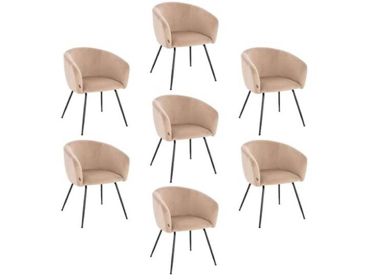 Home Deluxe - Polsterstuhl ARIA - 7 Stück, Farbe: Samt Beige - weiche Polsterung, bis 120 kg belastbar I Küchenstuhl Speisestühle Esszimmerstühle