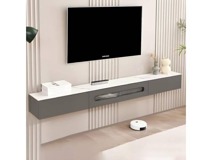 lowboard Wandmontierter TV-Ständer mit Stauraum, schwebende TV-Konsole mit Aufbewahrung, Schubladen, Wohnzimmer mit Stauraum