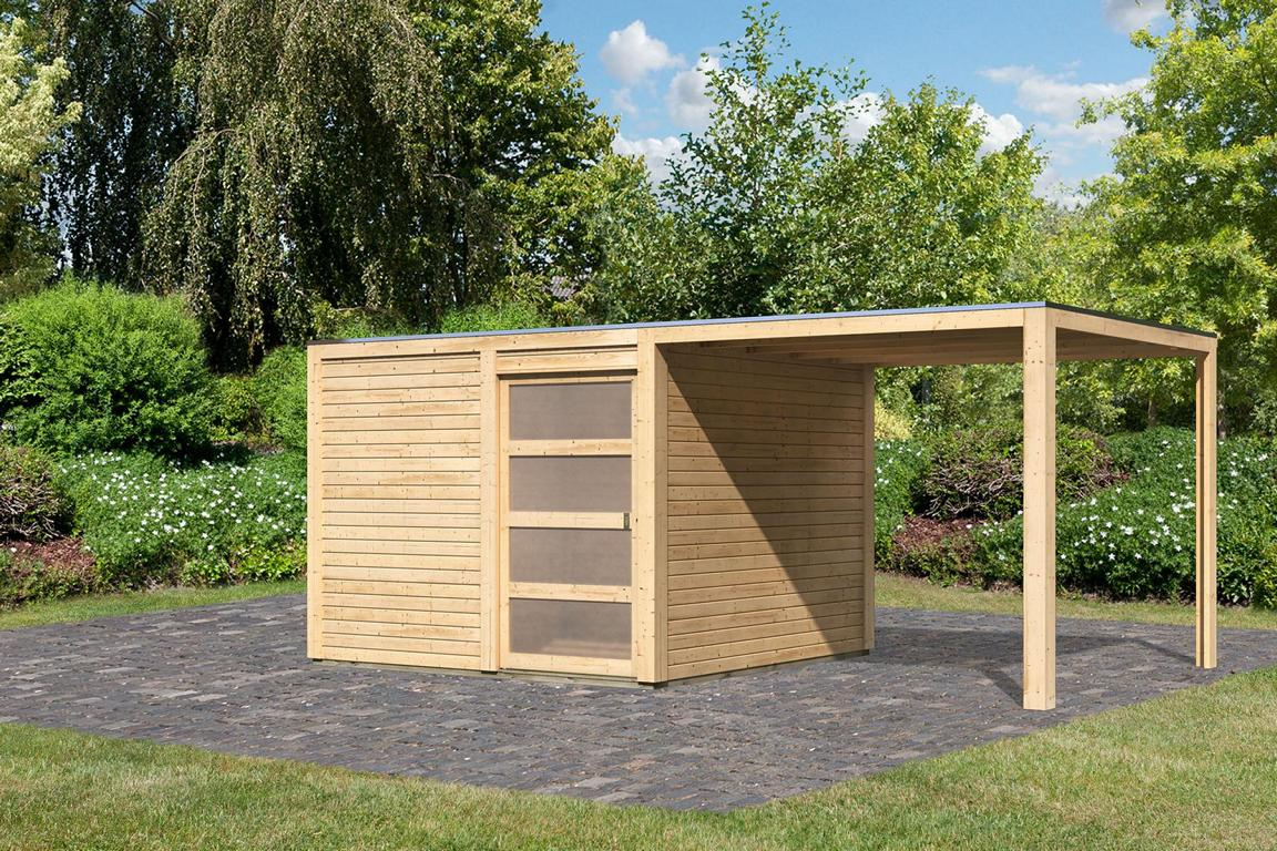 KARIBUHOLZT SH Qubic 2 natur 280x280x215 im Set mit AD 10003260