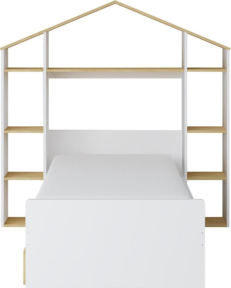 Hausbett - 90 x 190 cm - Weiß & Holzfarben - JERACO