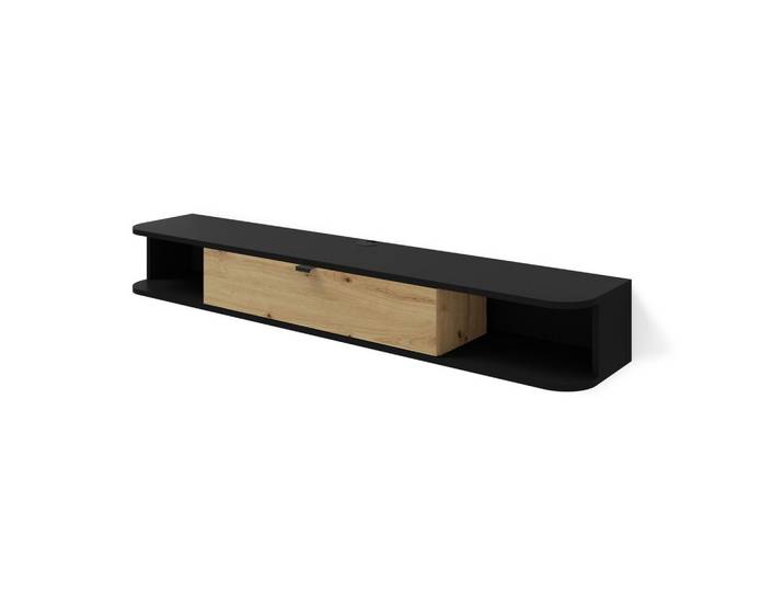 TV LOWBOARD Schwarz, Artisan Eiche 156/20/29