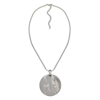 Kette mit Anhänger STEUER "Metall glanz Muschel", weiß, Halsketten, Damen, 60,0cm, Metall, L: 60 B: 3mm, glänzend, B:3mm
