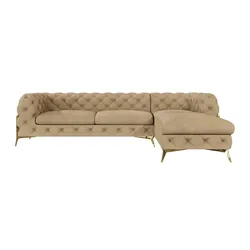 S-STYLE Chesterfield Ecksofa  Natalie ¦ beige ¦ Maße (cm): B: 305 H: 75