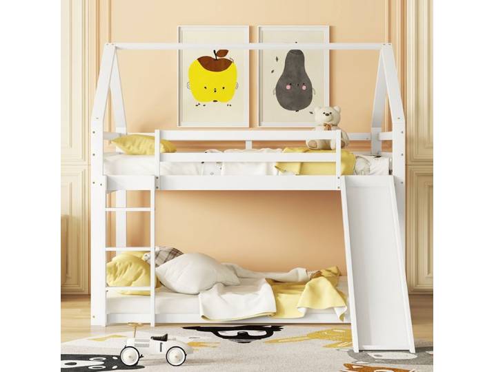 Structure de lit Nouveau matériau respectueux de l'environnement lit double lit d'enfant lit familial lits superposés avec tobogga