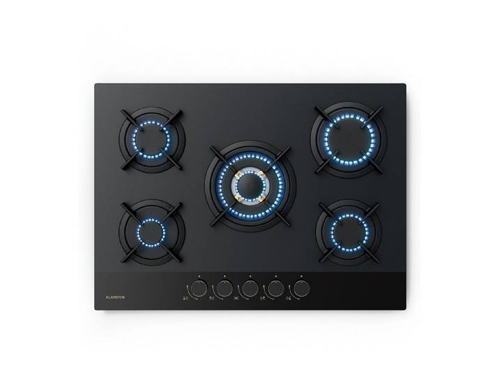 Klarstein Gas-Kochfeld Goldflame Nano Matte 10046683, Gaskochfeld 5 Brenner Elektrische Zündung Küche