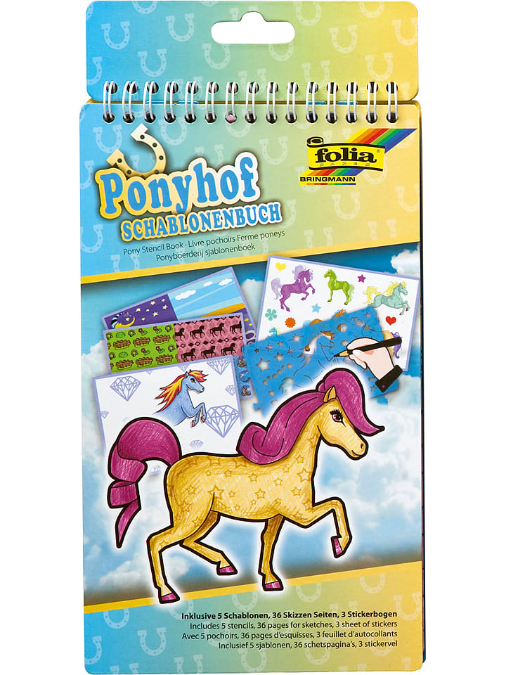folia PAPER Schablonenbuch "Ponyhof" in Bunt - (L)24 x (B)14,2 cm - onesize