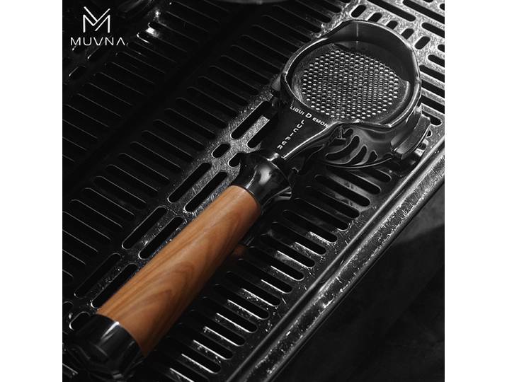 MUVNA-Portafilter sans fond pour expresso, série Lucifer, porte-filtre nu avec panier, convient aux machines E61, Nuova, Delonghi, Breville