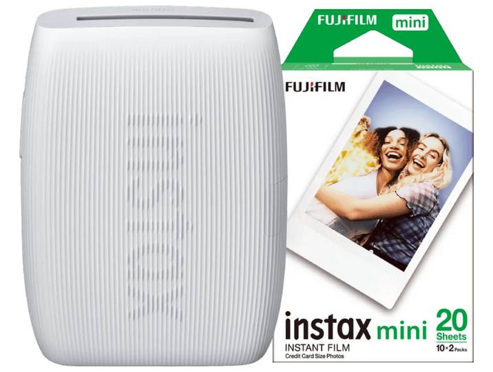 Instax Mini Link 3 Clay White + Fujifilm Instax Mini Colorfilm Glossy (20 stuks)