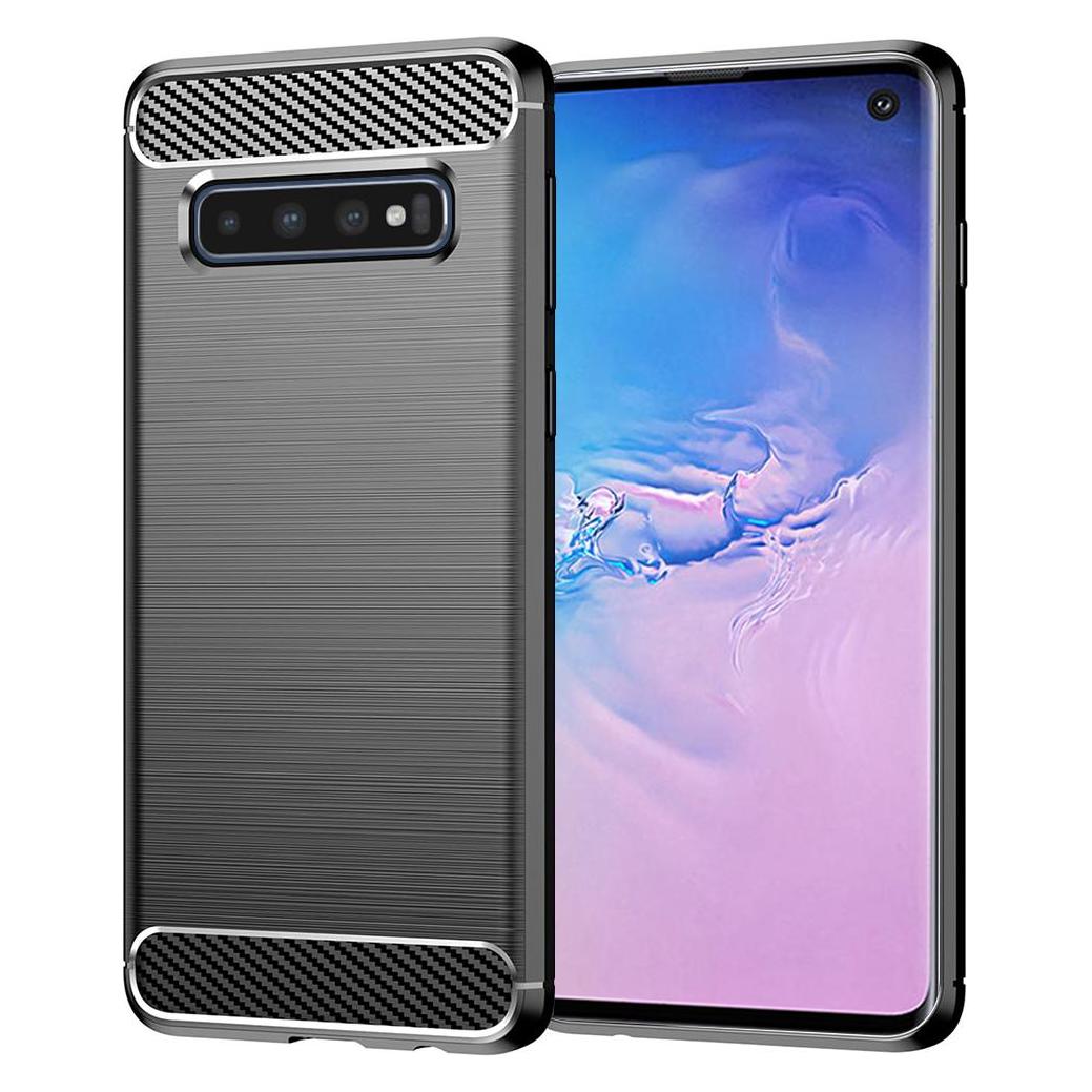 Techsuit - Carbon Silicone - Samsung Galaxy S10 - Black (Samsung Galaxy S10) (56337206)