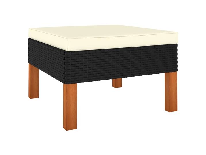 vidaXL Fußhocker Poly-Rattan und Massivholz Eukalyptus