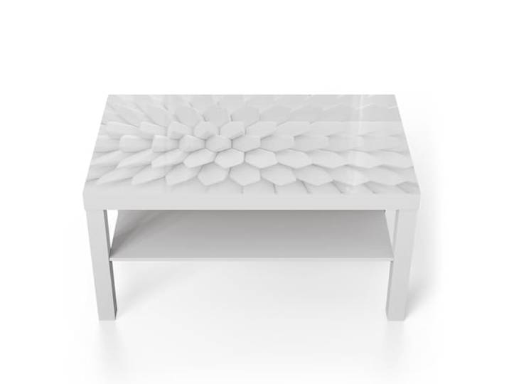 DEQORI Glastisch weiß groß 90x50 cm Motiv Hexagonale Harmonie ausgefallener Beistelltisch aus Glas Hochglanz Couchtisch fürs Wohnzimmer moderner Couch Tisch mit Design
