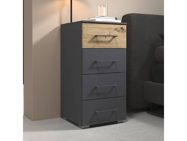 Kommode Boston Extra mit 4 Schubladen 40 x 81 x 42cm Grau/Graumetallic