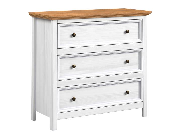 Commode massive - Tiroirs 96 x 89 x 42cm Blanc/Epicéa blanc