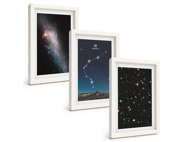 Tulup Bilder SET 3er Set - 20x30 cm Weißer Rahmen - Galaxienraum Wassermann, Kunststoff, Rechteckig, 20x30 cm, Fotografie, Bilder & Rahmen, Bilder