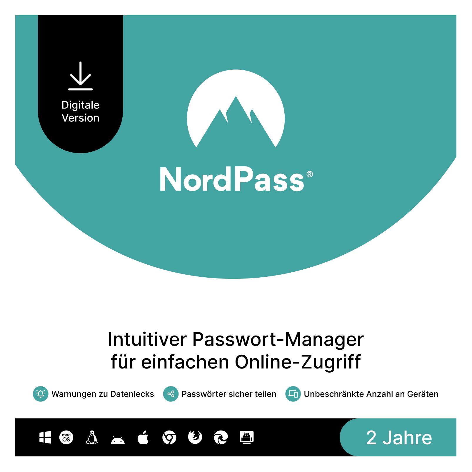 NordVPN NordPass (1 User, 10 Geräte/User, 24 Monate) (NP1C2Y-EPDE-E)