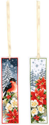 Lesezeichen "Dompfaff & Weihnachtsblüten"