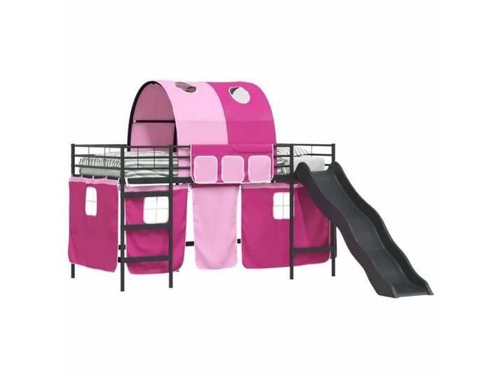 [2601406]Lit jeune/Adulte - Contemporain lit enfants lit simple Noir et rose 90x200 cm Poids:31.4 Kg