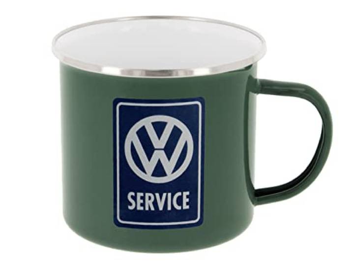 BRISA VW Collection Volkswagen T1 Bus Transporter Emaille Mok 500ml - VW Service/Grijs