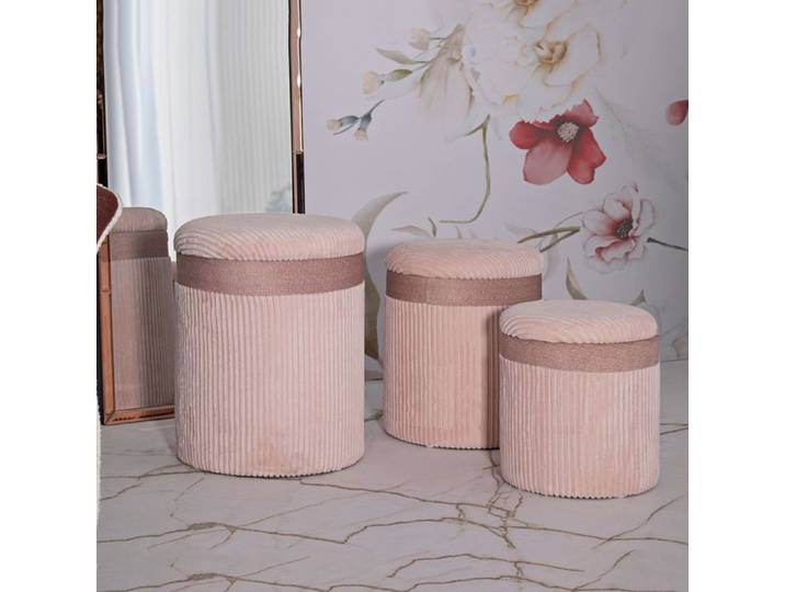 Pouf de rangement Ghanzi Dmora en tissu rose 41x41x50h cm