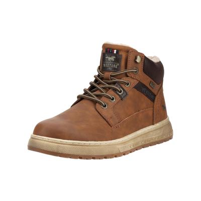 Schnürstiefelette MUSTANG SHOES "Mustang Shoes Stiefelette Lederimitat", Damen, Gr. 41, braun (nut), Lederimitat, Schuhe Schnürstiefelette