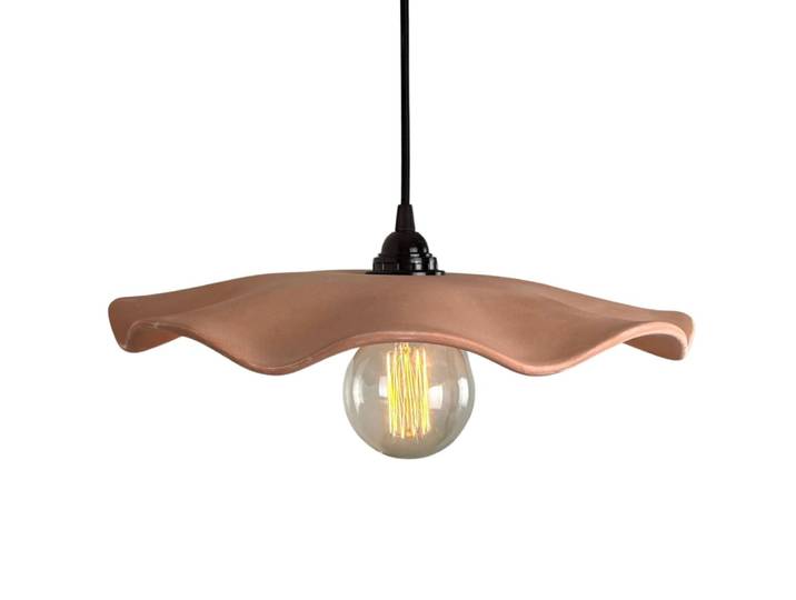 Suspension en terre cuite ondulée avec câble beige D.40cm
