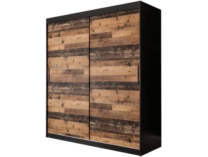 MEBLE KRYSPOL Schiebetürenschrank Old Style T Kleiderschrank - Wohnzimmerschrank Schiebetüren - Garderobenschrank - Schrank Schlafzimmer - Allzweckschrank - Natürlicher StilModern Design- 180 cm