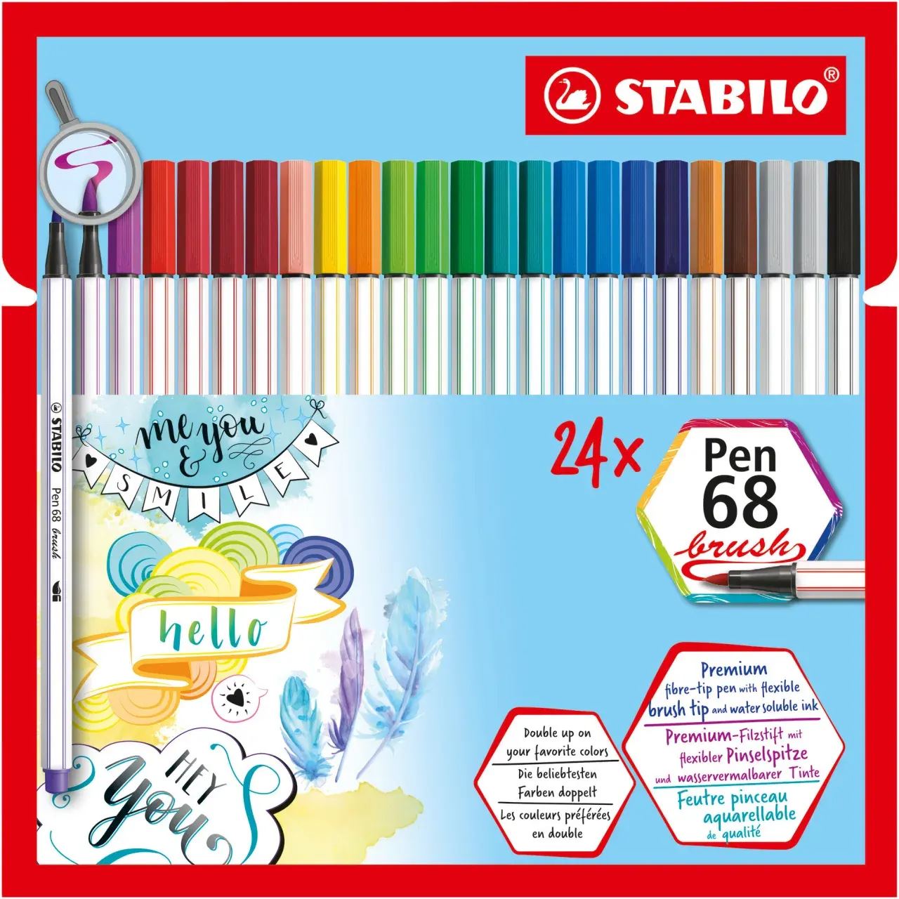 STABILO Pen 68 brush Brush-Pens farbsortiert, 24 St.