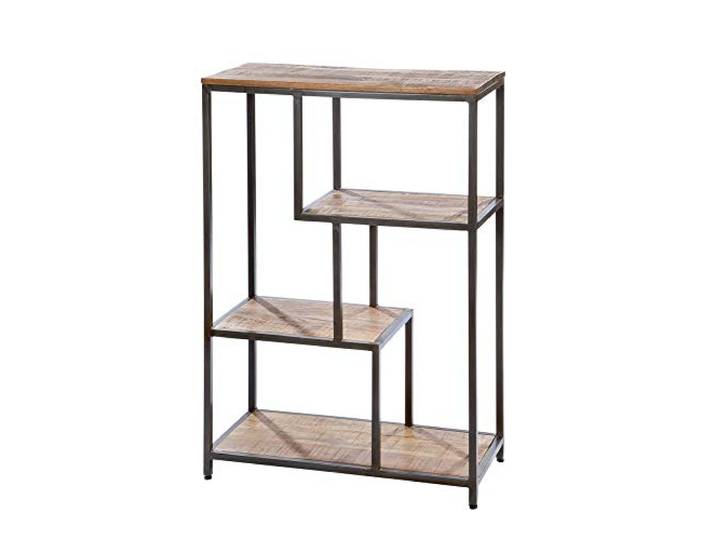 GILDE Holz Regal breit Camara (BxHxT) 75 x 118 x 35 cm Mangoholz, pulverbeschichtet,mit 4 Böden