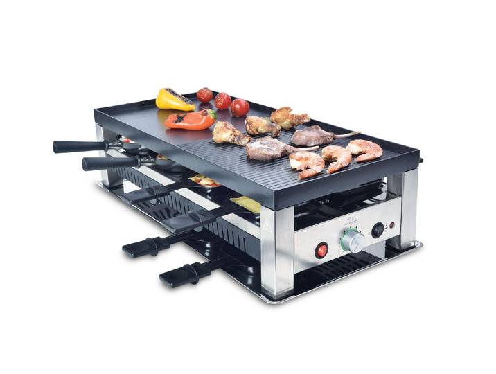 SOLIS OF SWITZERLAND Raclette Typ 791 5 in 1, 8 Personen , silber (schwarz, silber), Raclettes, Raclette