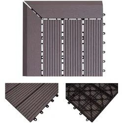 Proregal BERLINLODGE WPC Eck-Bodenfliese + Abschluss | BxT 30x30cm Premium | Holzoptik Terrasse | Ecke links | Grau linear