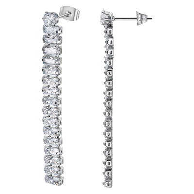 Paar Ohrstecker LOTUS "Iconic", silber (edelstahlfarben, kristallweiß, kristallweiß), Ohrringe, Damen, Edelstahl, mit Glasstein