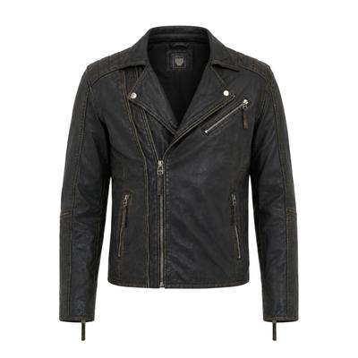 Bikerjacke RICANO "Lederjacke Matteo", Herren, Gr. 3XL, schwarz, Obermaterial: 100% Lammnappaleder LANA., normal, V-Ausschnitt, Jacken, Handgefertigt aus echtem Leder