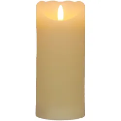 LED Echtwachskerze Elfenbein 6 Stunden Timerfunktion H 17 cm unbewegliche Flamme