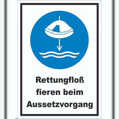 HB-Druck Rettungsfloß fieren beim Aussetzvorgang Aufkleber A2 (420x594mm)