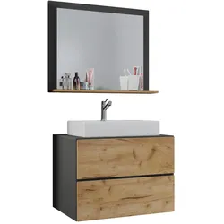 Badezimmer Lendas 3-tlg. ca. 80 cm Anthrazit/Honigeiche