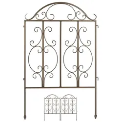 Relaxdays Gartenzaun Bronze 3er Set Dunkelbraun