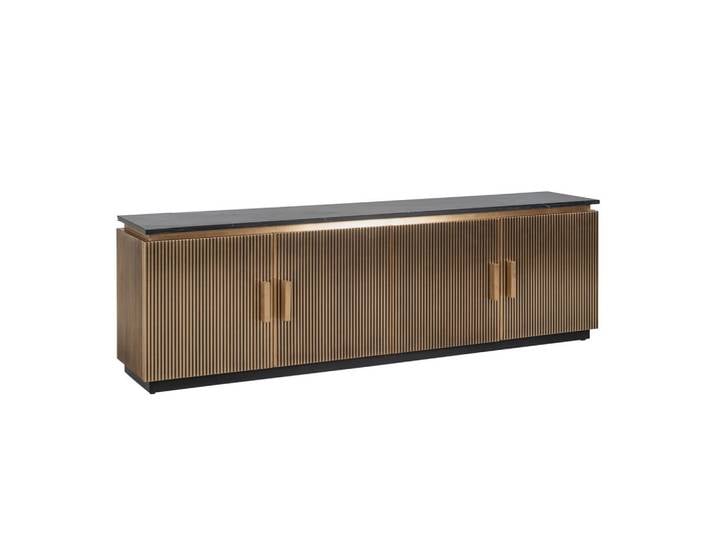 TV-Schrank Ironville gold – Mid-Century Design mit Marmorplatte
