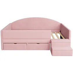 STILVORA Polsterbett aus Samt in Rosa 90x190 cm, gewerblich geeignet, mit Schubladen und Stufen