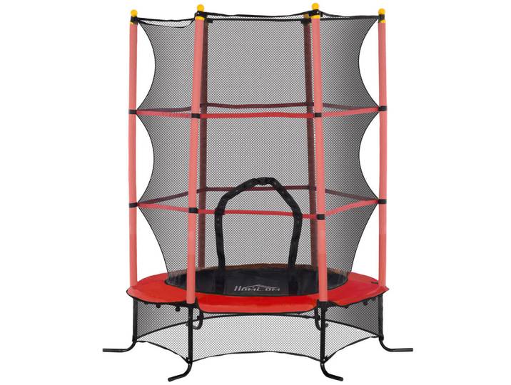 Homcom Kindertrampolin, Rot, Metall, Kunststoff, 163x163 cm, Freizeit & Co, Gartenspielzeug
