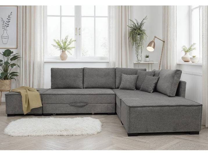 Home affaire Night & Day L-Form, B: 316 cm mit Dauer-Schlaffunktion 180x200 cm Set: Sofa & Hocker, Schlaffunktion, Bettkasten & Kissen, Boxspringbett