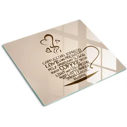 GLASPLATTE 60x52 cm Eine Tasse Kaffee