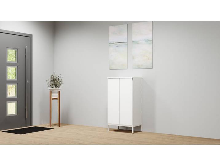 Highboard in Weiß mit Flügeltür MDF Beschichtet MDF Weiß matt