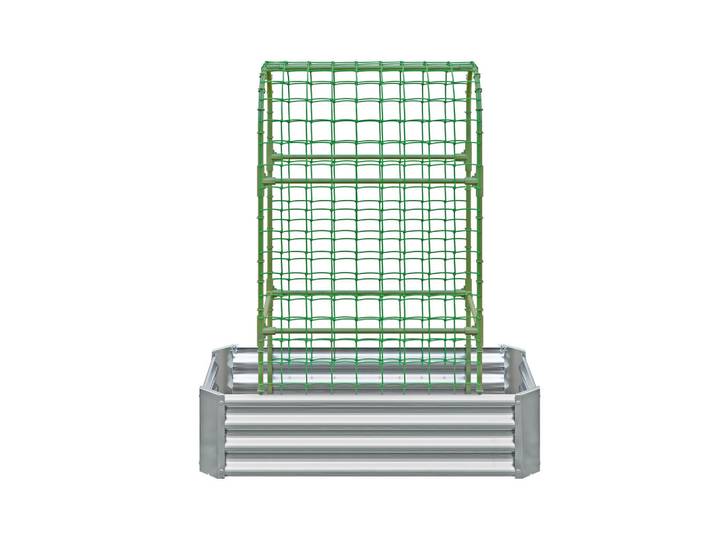 Oxeza Hochbeet 120/60/150 cm Silber Metall mit Gitter, Silberfarben, Uni, Rechteckig, 60x150x120 cm, Gartenzubehör, Hochbeete