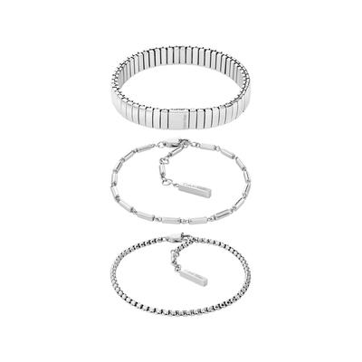 Armketten Set CALVIN KLEIN "CK STACKED", silber (edelstahlfarben), Armbänder, Damen, 17cm, Edelstahl