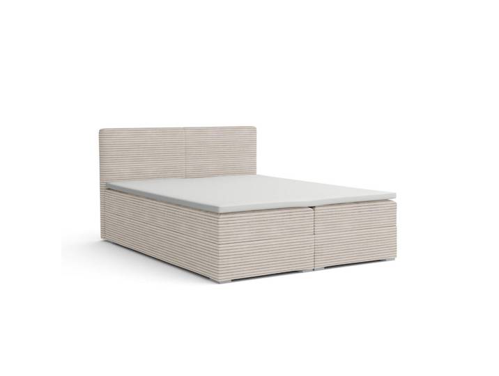 Deine Möbel 24 Boxbett LON III 140/200 in Cord Ecru H3, Holz, H3, 140x200 cm, Schlafzimmer, Betten, Boxspringbetten