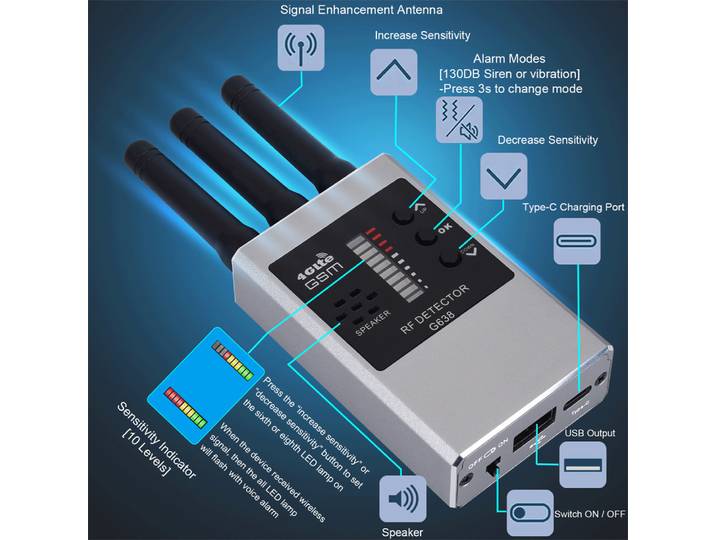 Professionnel Anti-espion GPS sans fil RF Signal automatique GSM Wifi détecteur traqueur fréquence balayage balayeuse protéger la sécurité