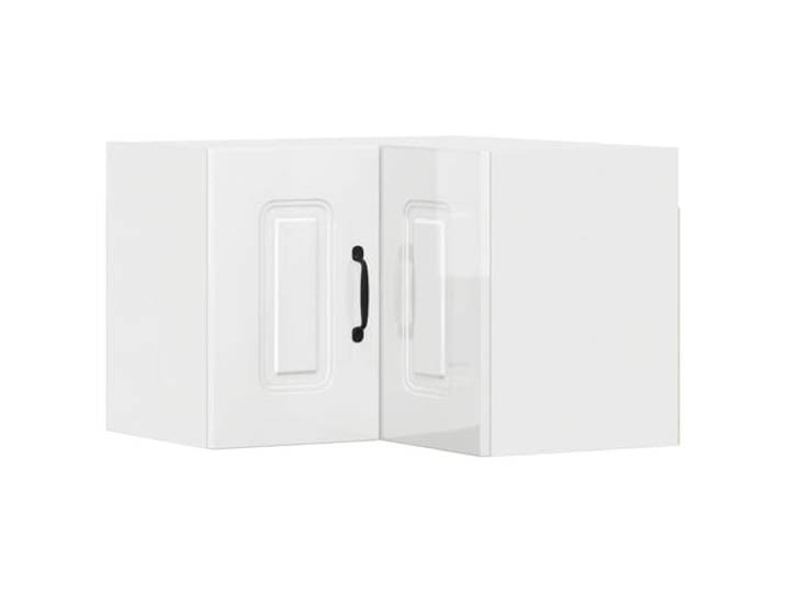 HKTMGDNG Küchen Wand Eckschrank Holzwerkstoff Hochglanz Weiß 57x57x40cm Kompakter Hänge-Eckschrank für die Küche mit 2 Türen und 2 Fächern für maximale Platzersparnis in modernen Räumen.